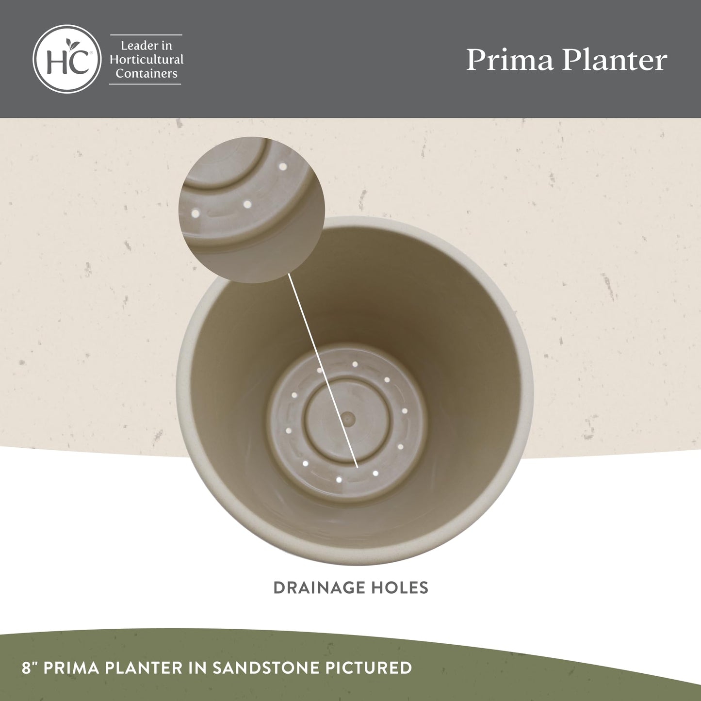 The HC Companies 16 Inch Prima Round Planter Pots with Drainage Holes and Rolled Rim, Lightweight UV-Resistant Plastic Indoor & Outdoor Planters, 2-Pack Flower Pots for Garden & Home Decor, Sandstone