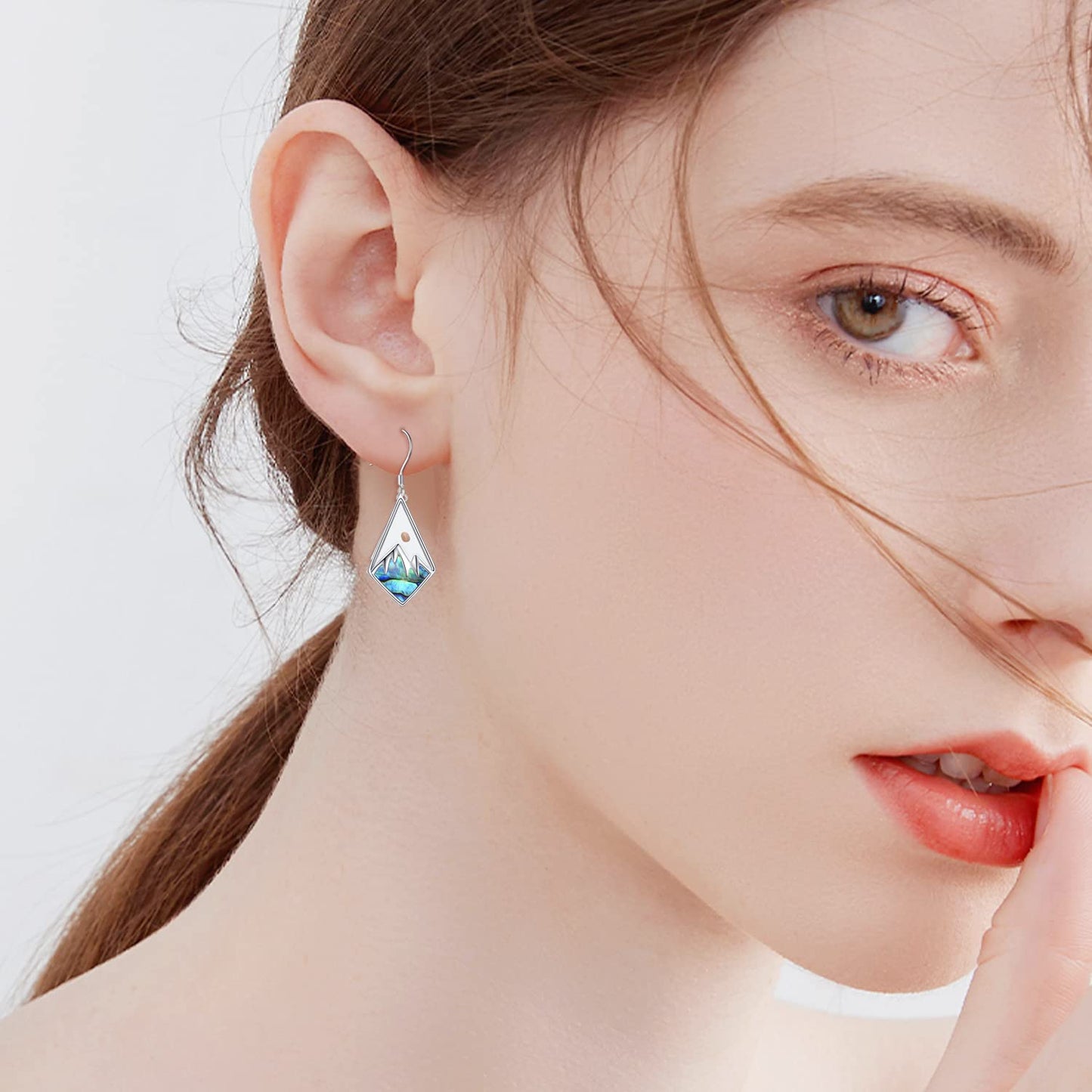 AOBOCO Mustard Seed Dangle Earrings 925 Sterling Silver Faith Mountain Drop Earrings Christian Religious Abalone Jewelry Gifts for Women