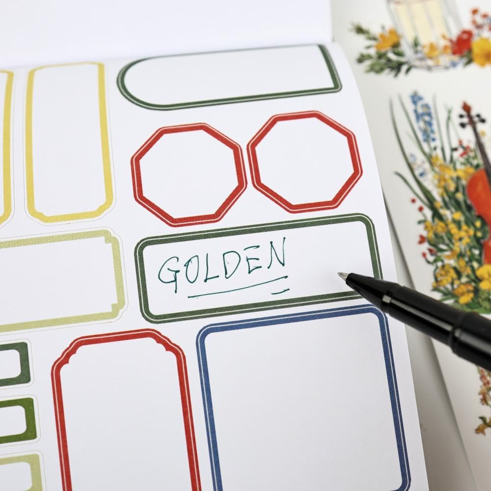 Dwpetzo Scrapbook Sticker Book for Scrapbooking, Golden Horizon Theme, 20 Sheets A5 Pre-Cut Washi Paper PET Stickers for Journaling, Junk Journal Supplies, Bujo, Collage, Crafts Arts
