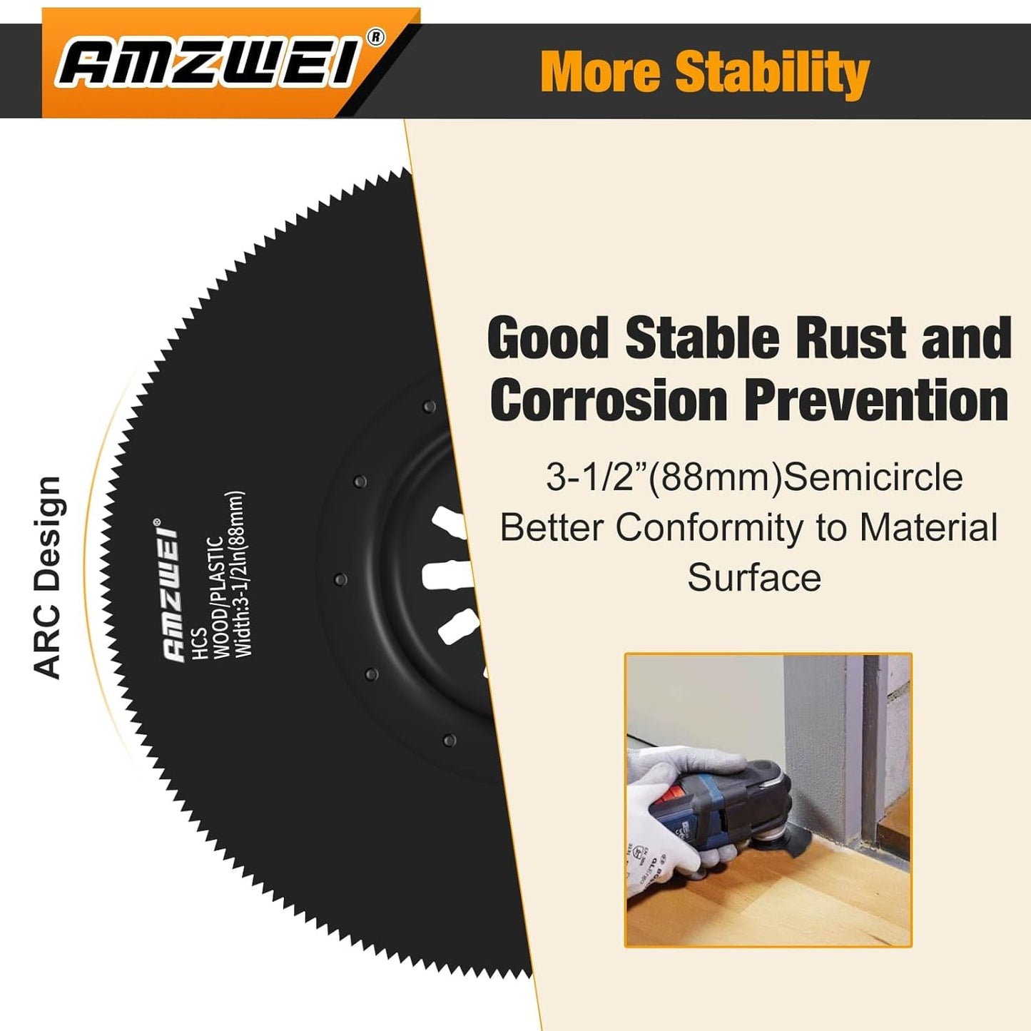 AMZWEI 190 Metal Wood Oscillating Tool Blade, Titanium Oscillating Saw Blades with Sandpaper, Quick Release Multi Tool Blades Kits Compatible with Dewalt Ryobi Milwaukee Rockwell Fein Makita