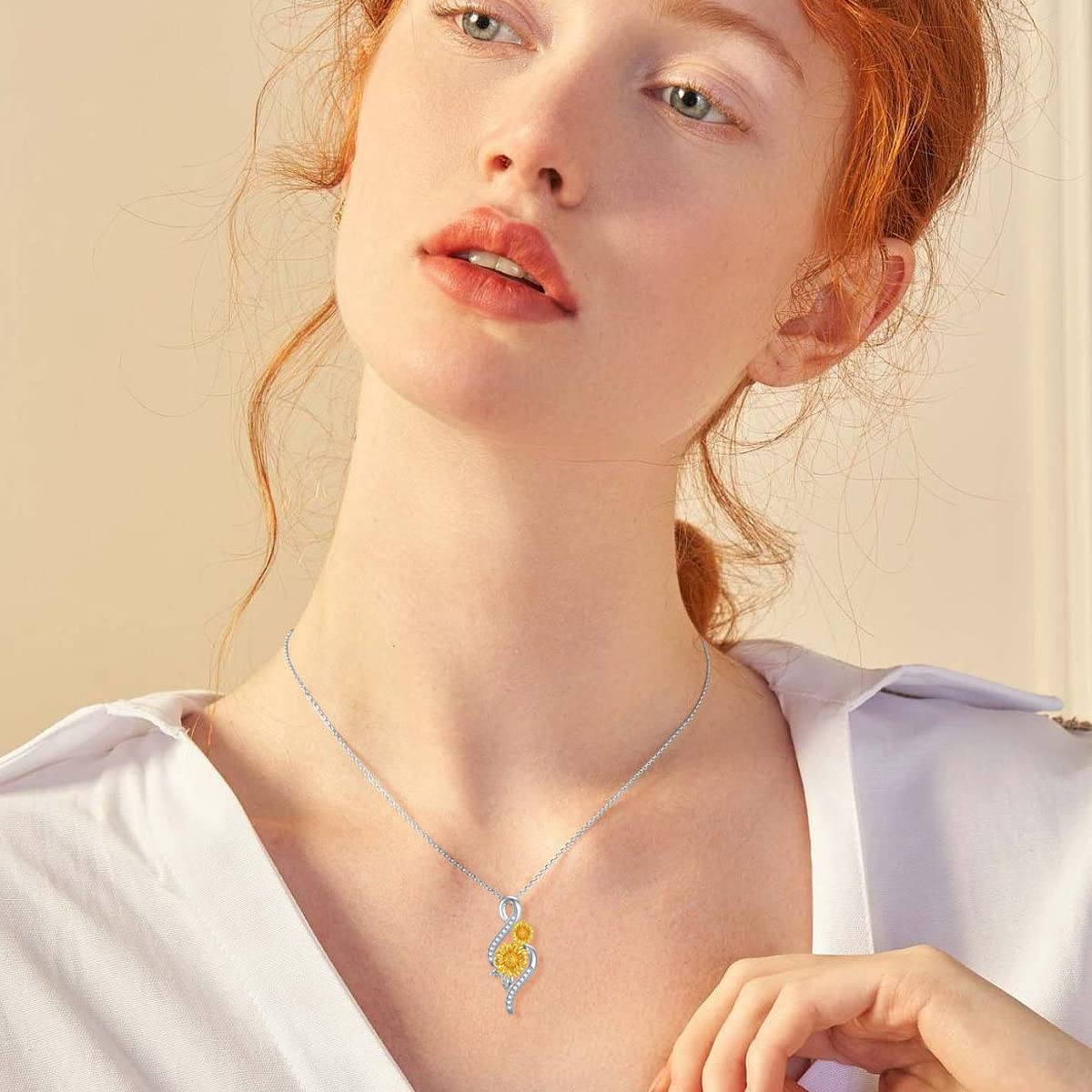 ZBA Natural Diamond Sunflower Necklace for Women Sterling Silver Infinity Sunflowers Jewelry, Anniversary Birthday Mothers Day Gifts for Mom Wife Her Daughter