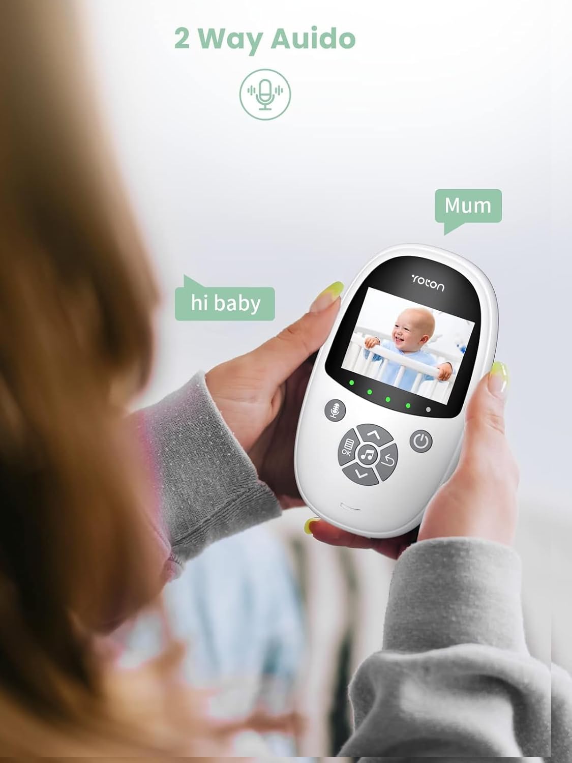YOTON Baby Camera Monitor, Baby Monitor with Camera Night Vision, No WiFi, 1.8m USB-C Charging Cable, 2.4" Screen, 2-Way Talk, Feeding Reminder Temperature Sensor and 8 Lullabies