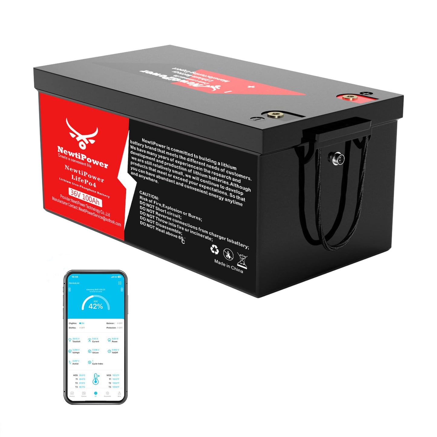 36V 100Ah Golf Cart Lithium LiFePO4 Battery, 200A BMS Grade A Cells Deep Cycle Rechargeable Battery,10000+ Cycles,Perfect for Golf Cart,Off Grid Applications