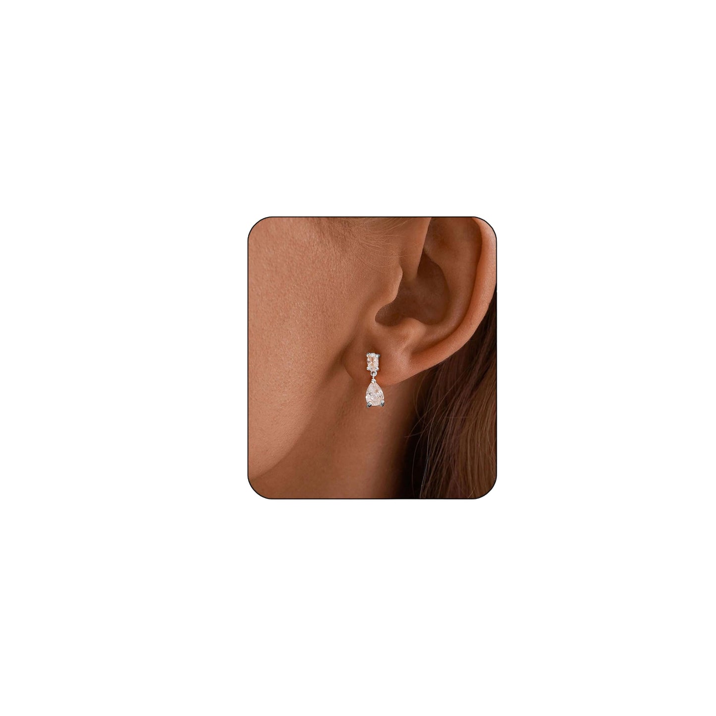 Qyalie Dangle Drop Earrings for Women Wedding Bridal Rhinestone Long Cubic Zircon Dangling Crystal Chandelier Sparkly 14K Gold Plated Dainty Trendy Jewelry (Silver-Two CZ)