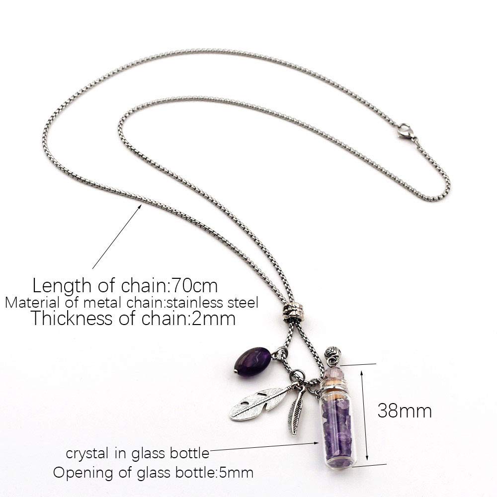 CoolDIY Aromatherapy Essential Oil Diffuser Necklace Locket Pendant Stainless Steel Chain Perfume Crystal stone Pendant Necklace (Black)