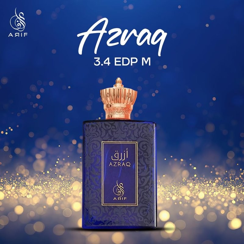 ARIF Azraq Perfumes – Fruity & Fresh Eau de Parfum for Men – Pear, Lavender, Lotus, Cinnamon, Black Vanilla Husk & Amber – Long-Lasting Fragrance – 3.4 oz