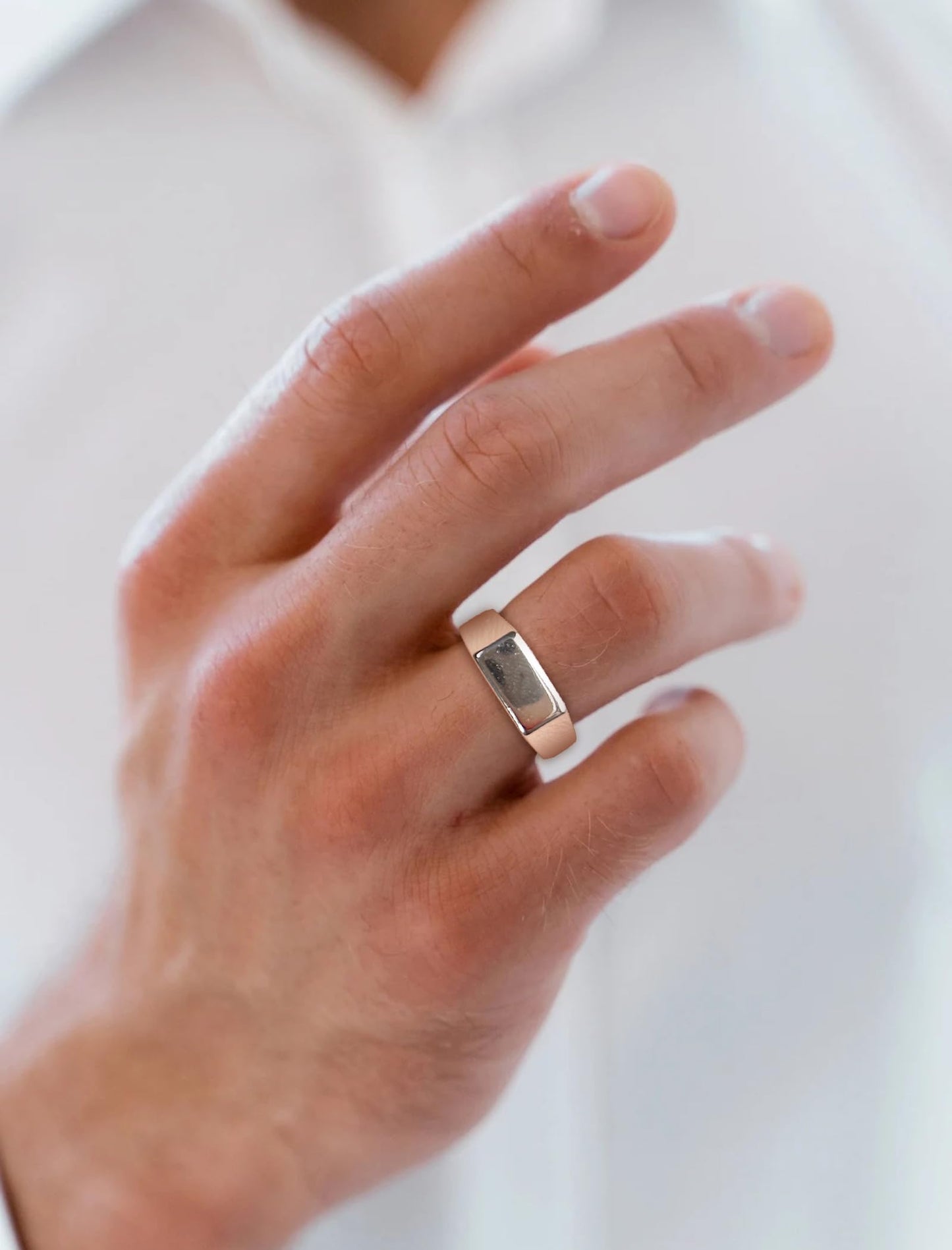 STARCHENIE Sterling Silver Signet Ring, 6mm Wedding Band, Unisex Pinky Thumb Ring Size 11