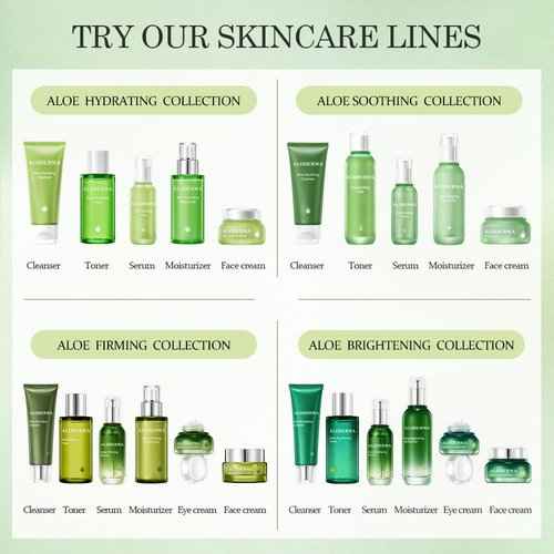Aloderma Signature Aloe Soothing & Repairing Set - 5 Pieces - Gel, Cleanser, Toner, Serum, Cream