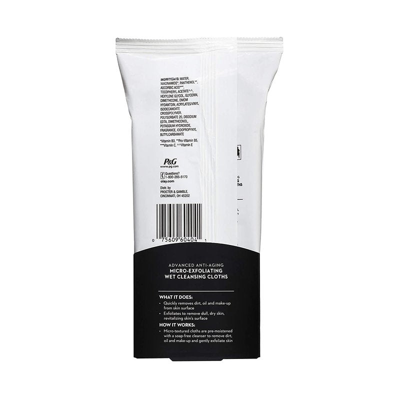 OLAY Regenerist Advanced Anti-Aging Micro-Exfoliating Cleansing Cloths 30 Each (Pack of 2)