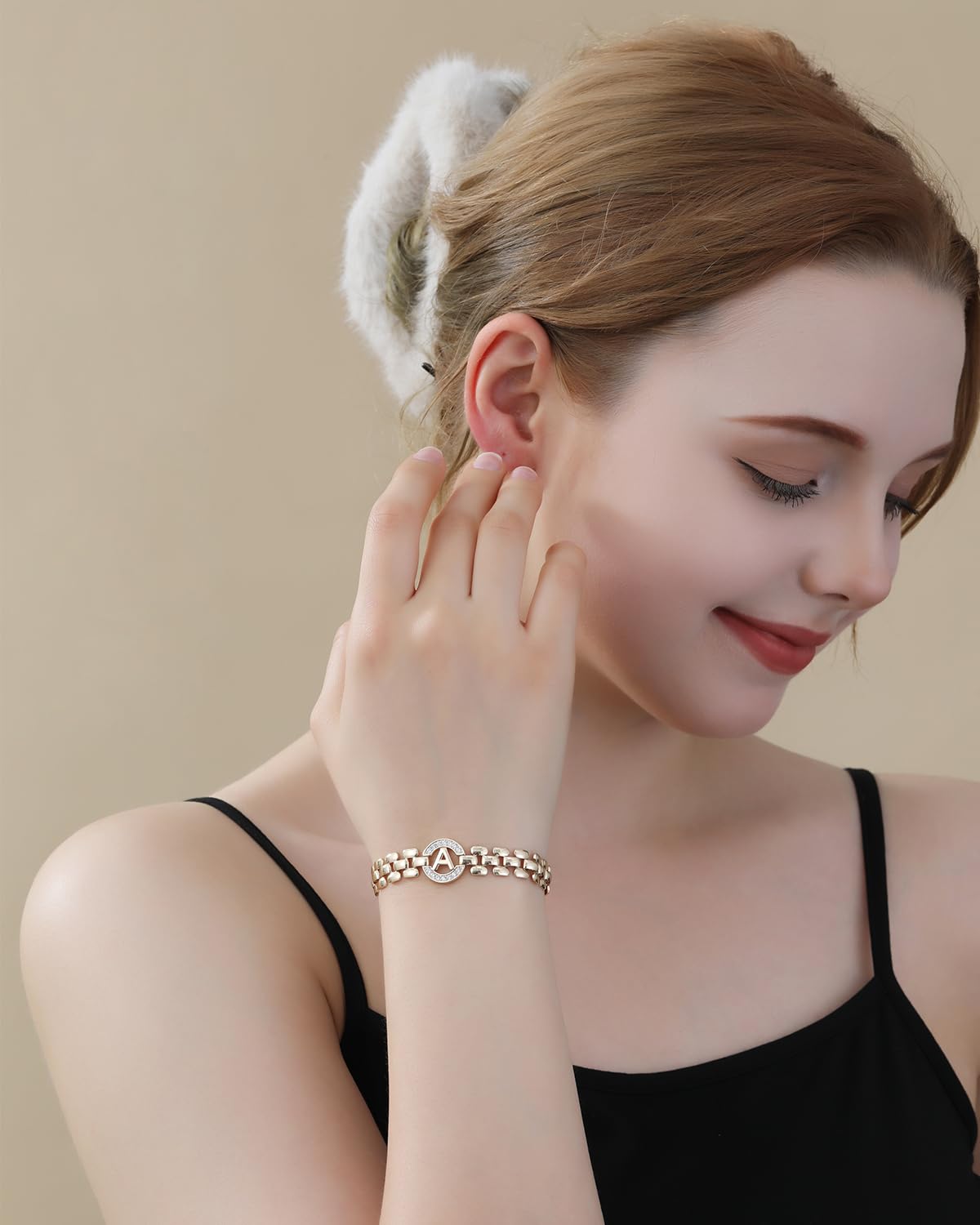 WEDDINEN Initial Bracelet,14K Gold Plated Letter Bracelets for Women, Thick Bangle Wrist Gold Alphabet Bracelet for Women, Christmas Gifts for Women Jewelry Initial C Charm Chain