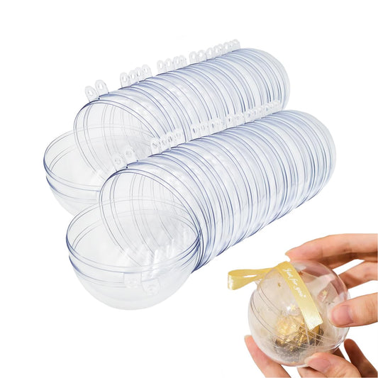 20 Clear Fillable Ornaments Balls- 80mm/3.15" Transparent Plastic Thickened Spherical Assembled Craft, for Christmas Tree Decor, and Festive Days Home Party(8cm)