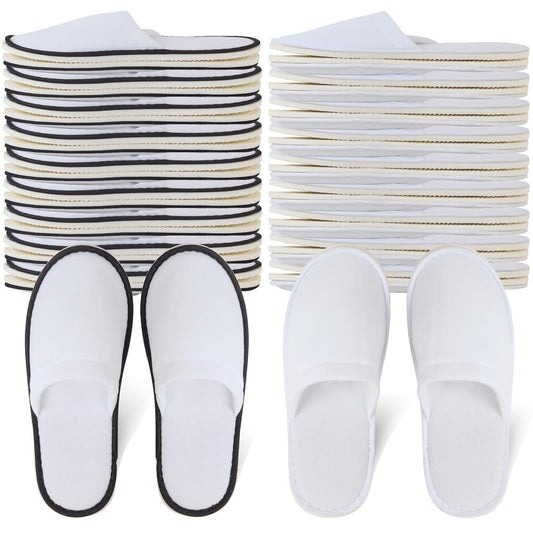 Yeios 20 Pairs Disposable Slippers for Guests Hotel Slippers Non-slip Washable Bulk for Spa House Travel for Adult for Men and Women White