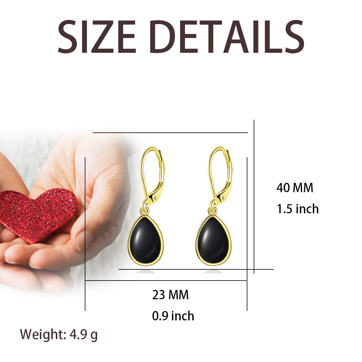 TALYKONG Black Onyx Earrings for Women Gold Plated Leverback Dangle Drop Earrings for Women (gold black onyx earrings)