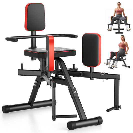 2-in-1 Hip Abductor & Adduction Machine for Home Gym, Glute Machine & Thigh Workout Equipment with 6-Level Resistance and Enlarged Padding Seat, Compact Leg Exercise Euipment for Women & Men (Black)