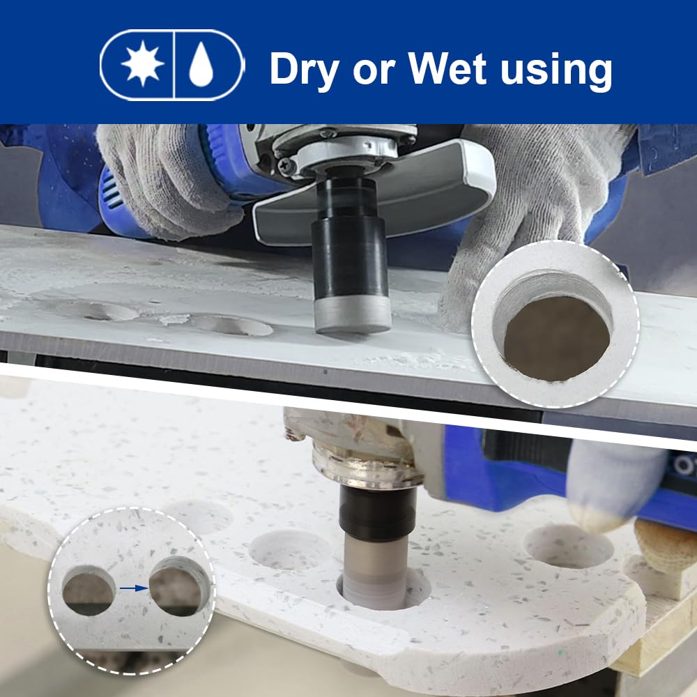 SHDIATOOL Diamond Core Drill Bits Hole Saw Kit for Porcelain Tile Ceramic Marble Brick Vacuum Brazed Cutter Set 10-Piece （6/8/10/13/19/25/32/51mm +10mm+SDS Plus