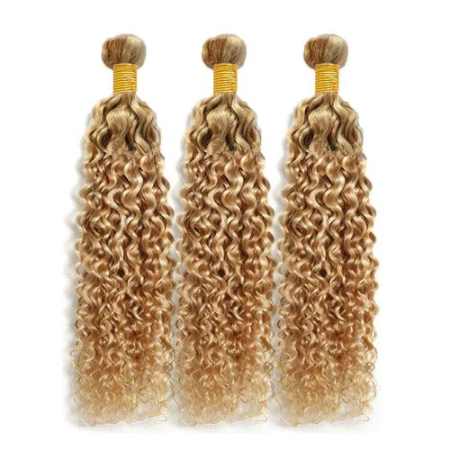 Giginger P27/613 Blonde Jerry Curly Human Hair Bundles 24 26 28 Inch Highlight Honey Blonde Jerry Curly Bundles 100% Unprocessed Raw Quick Weave Hair for Black Women