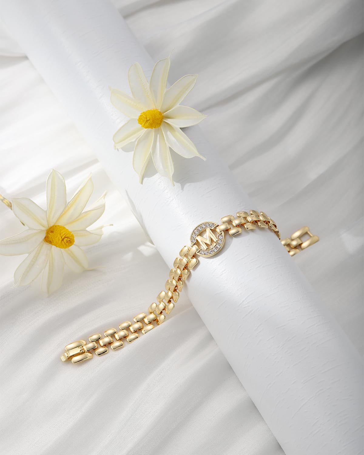 WEDDINEN Initial Bracelet,14K Gold Plated Letter Bracelets for Women, Thick Bangle Wrist Gold Alphabet Bracelet for Women, Christmas Gifts for Women Jewelry Initial Z Charm Chain
