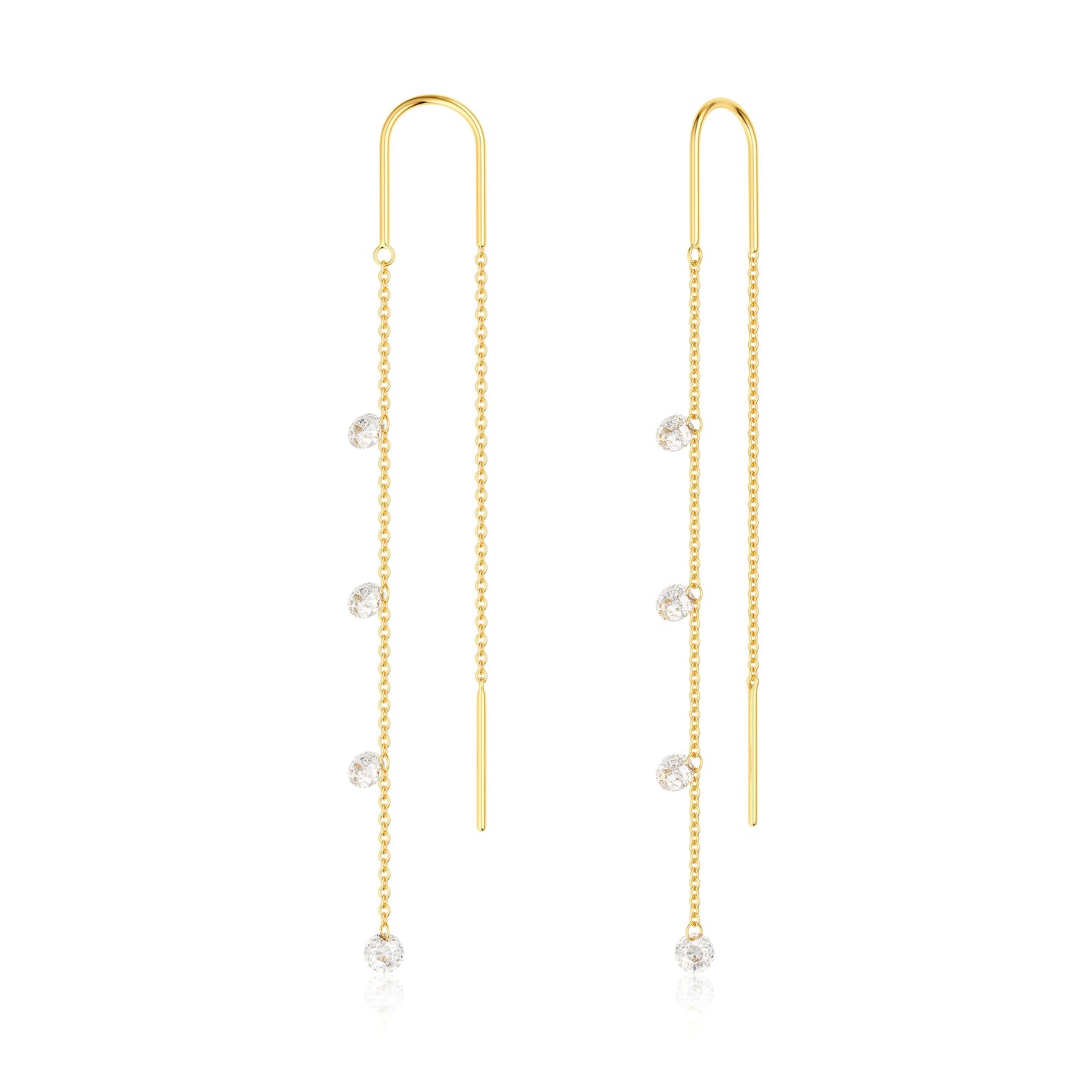 Moodear Dangle Earrings for Women - Trendy 14K Gold Plated Long Chain Earring Non Tarnish Hypoallergenic CZ Drop Earring Dainty Jewelry