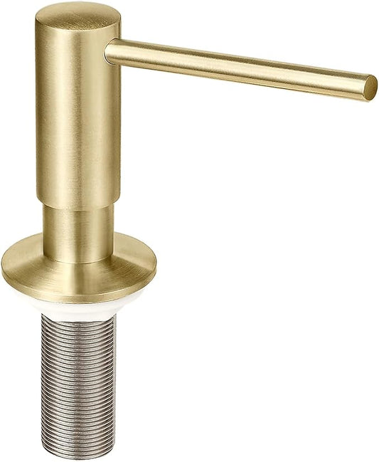 EADOT Brushed Gold Built in Dish Soap Dispenser for Kitchen Sink with 17 OZ PET Soap Bottle Refill from The Top, Under Counter Brass Pump Head Liquid Lotion Dispenser, Undermount Copper Pump Head