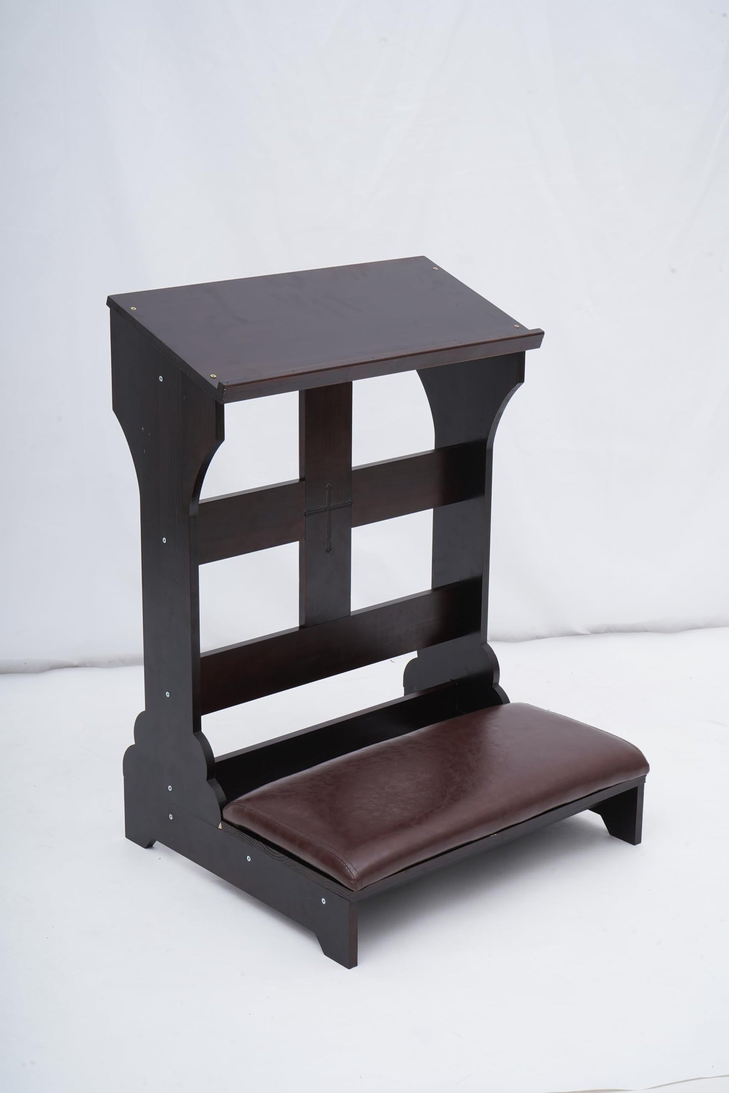 Gtouse Wooden Prayer Bench for Kneeler Prayer, Prayer Table at Home with Cushion Pad, Church Kneeling Stand Stool, Padded Prayer Chair Shelf for Kneeling at Home and Church