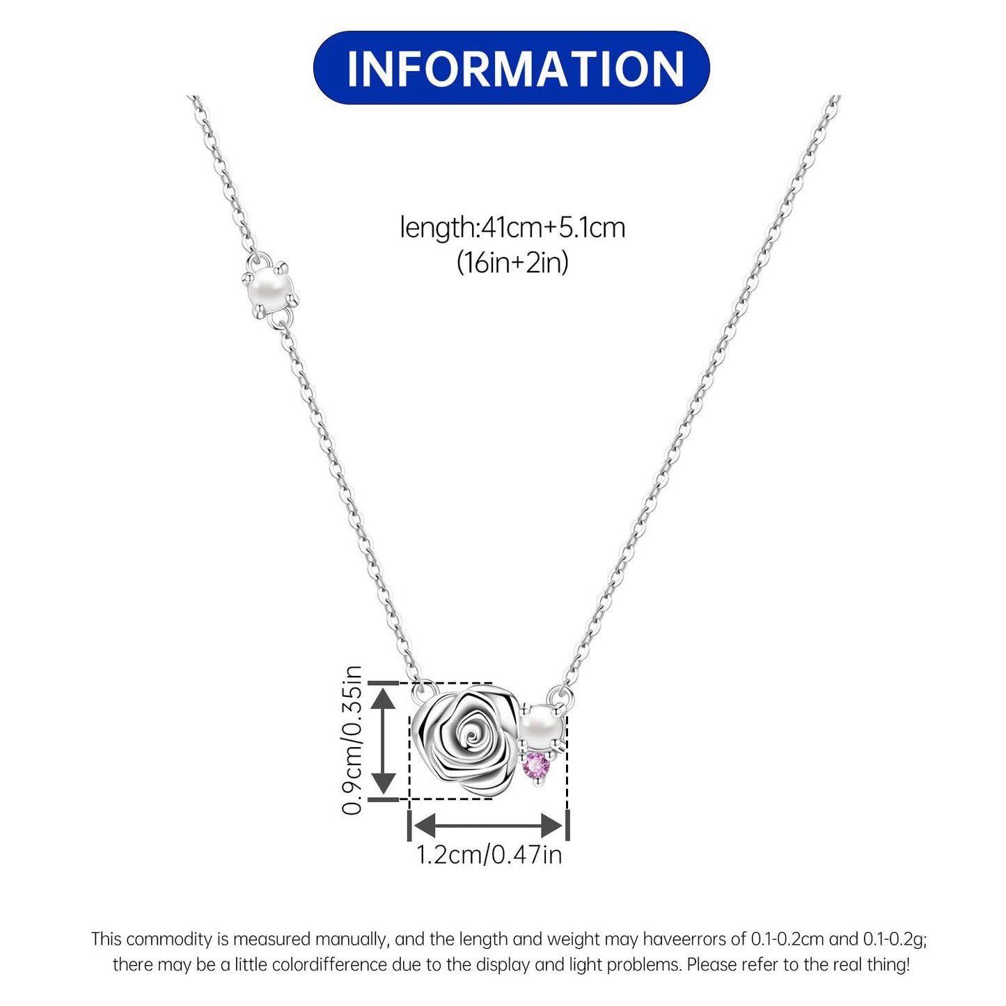 MISEFF 925 Sterling Silver Fashion Pendant Necklace for Women，Fashion Jewelry, 18K Gold Plated， Advanced Retro Series Link Chains ，Basic Multifunctional Accessories Suitable for Multiple Occasions and Daily Wear (Rose Pearl)