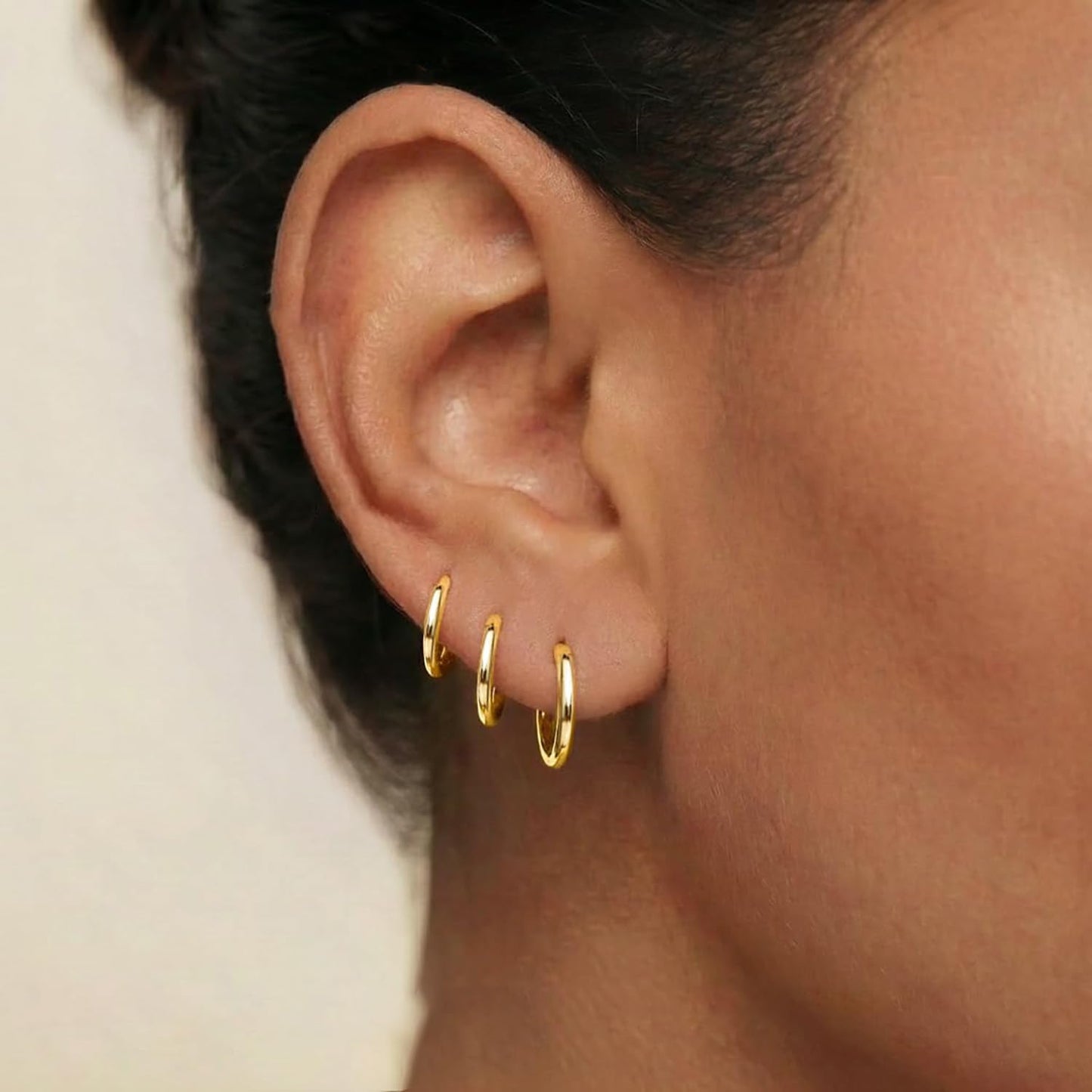 3Pairs Gold Hoop Earrings Set for Women Trendy Chunky Huggie Dainty Earring Jewelry for Women Teens (Gold - Classic 3 Pairs)
