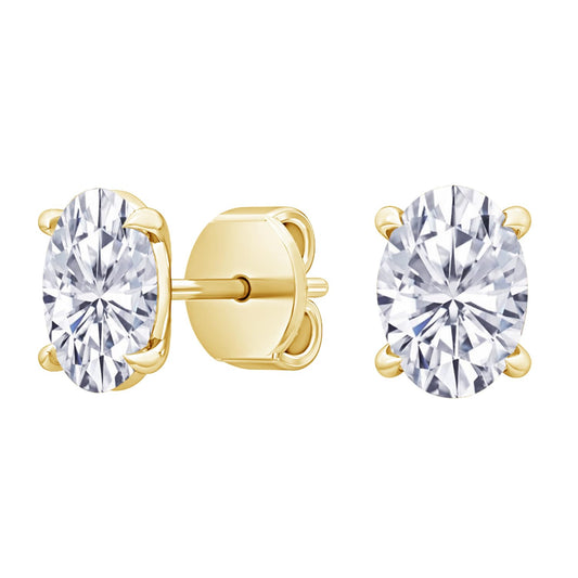 14K Yellow Gold 0.5 Carat Oval Shape LAB GROWN Diamond IGI Certified Stud Earrings for women 4 Prong Push Back (E/F Color VS2/SI1 CLARITY)