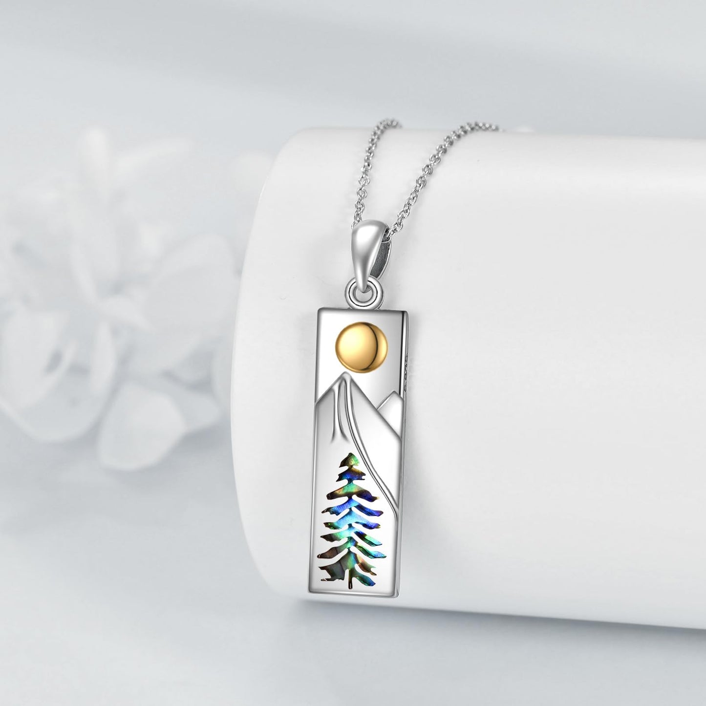 YFN Mountain Necklace for Women Sterling Silver Nature Jewelry Gift for Skiers, Hikers, Campers, Climbers and Nature Lovers