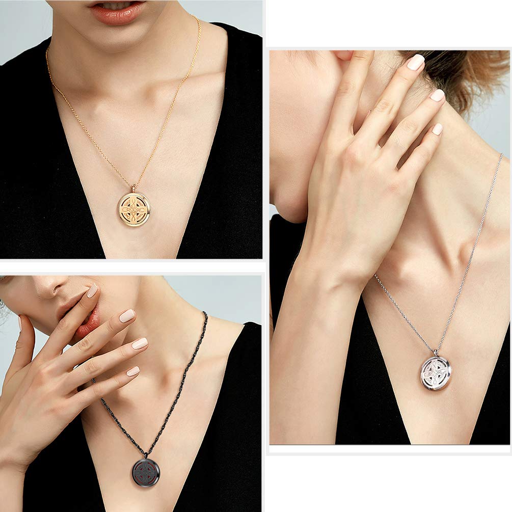 PROSTEEL Diffuser Necklace Locket Aromatherapy Necklace Stainless Steel Essential Oil Diffuser Mens Womens Celtic Knot Cross Jewelry