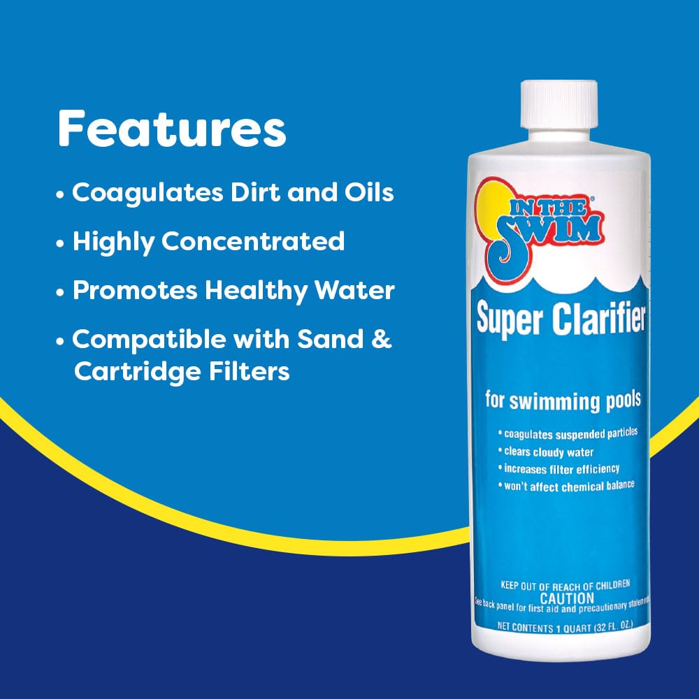 In The Swim Super Clarifier – Fast-Acting, Highly Concentrated Pool Water Clarifier for Crystal Clear Water & Improved Filter Efficiency – for Sand & Cartridge Filters - 1 Gallon
