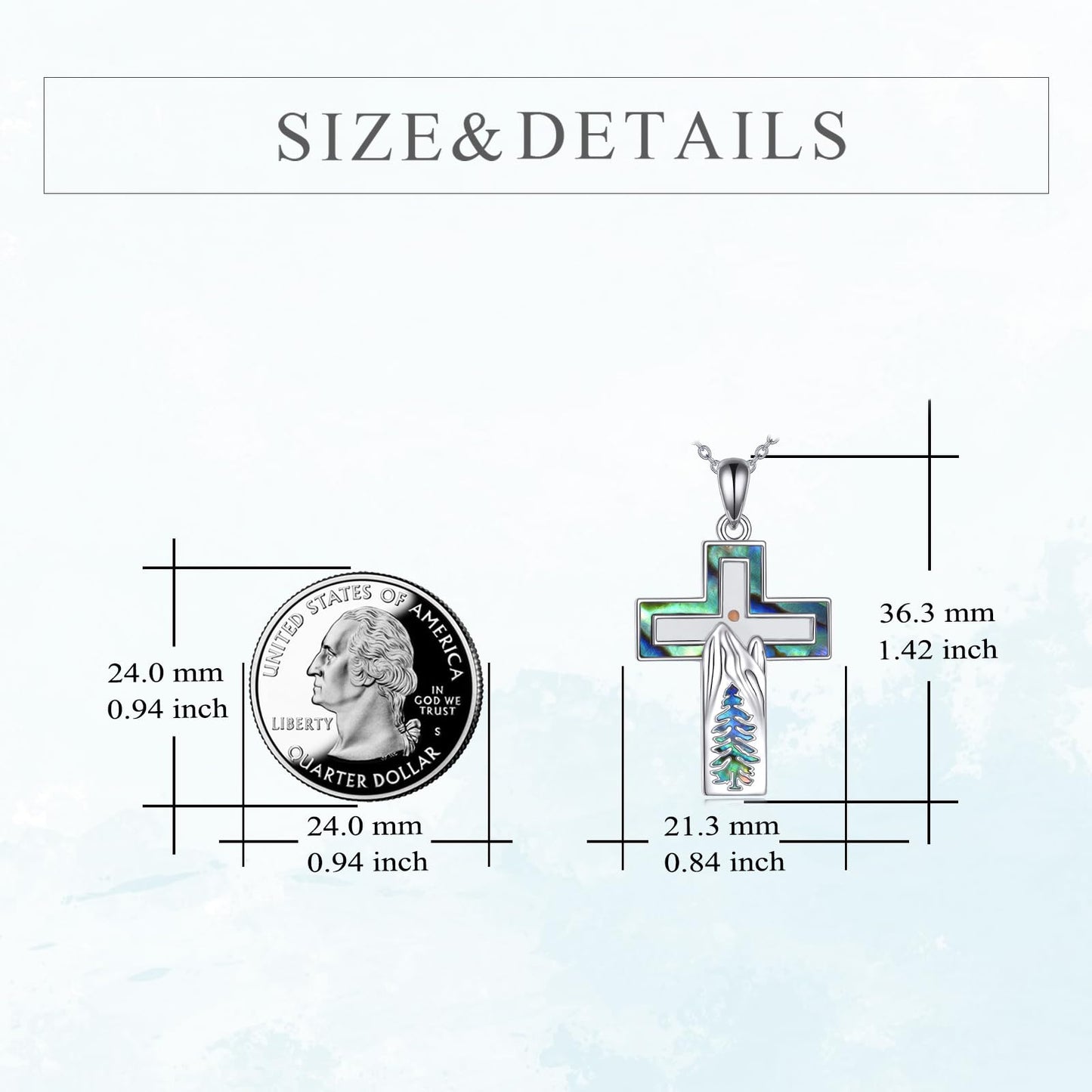 YFN Mountain Necklace for Women Sterling Silver Nature Necklace Jewelry Gift for Skiers, Hikers, Campers, Climbers and Nature Lovers (Silver-Cross Necklace Mountain)