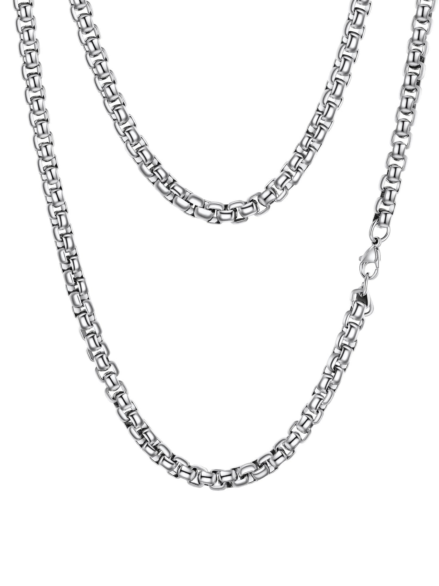PROSTEEL Squre Rolo Link Chains, Stainless Steel Chain Necklace Waterproof & Strong Lobster Clasp 6mm Link Chains for Men and Women Jewelry with Gift Box 20in