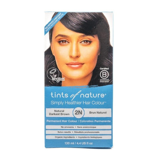 Tints of Nature 2N Natural Darkest Brown Permanent Hair Dye, Nourishes Hair and Covers Greys, Ammonia-Free, 4.4 fl oz