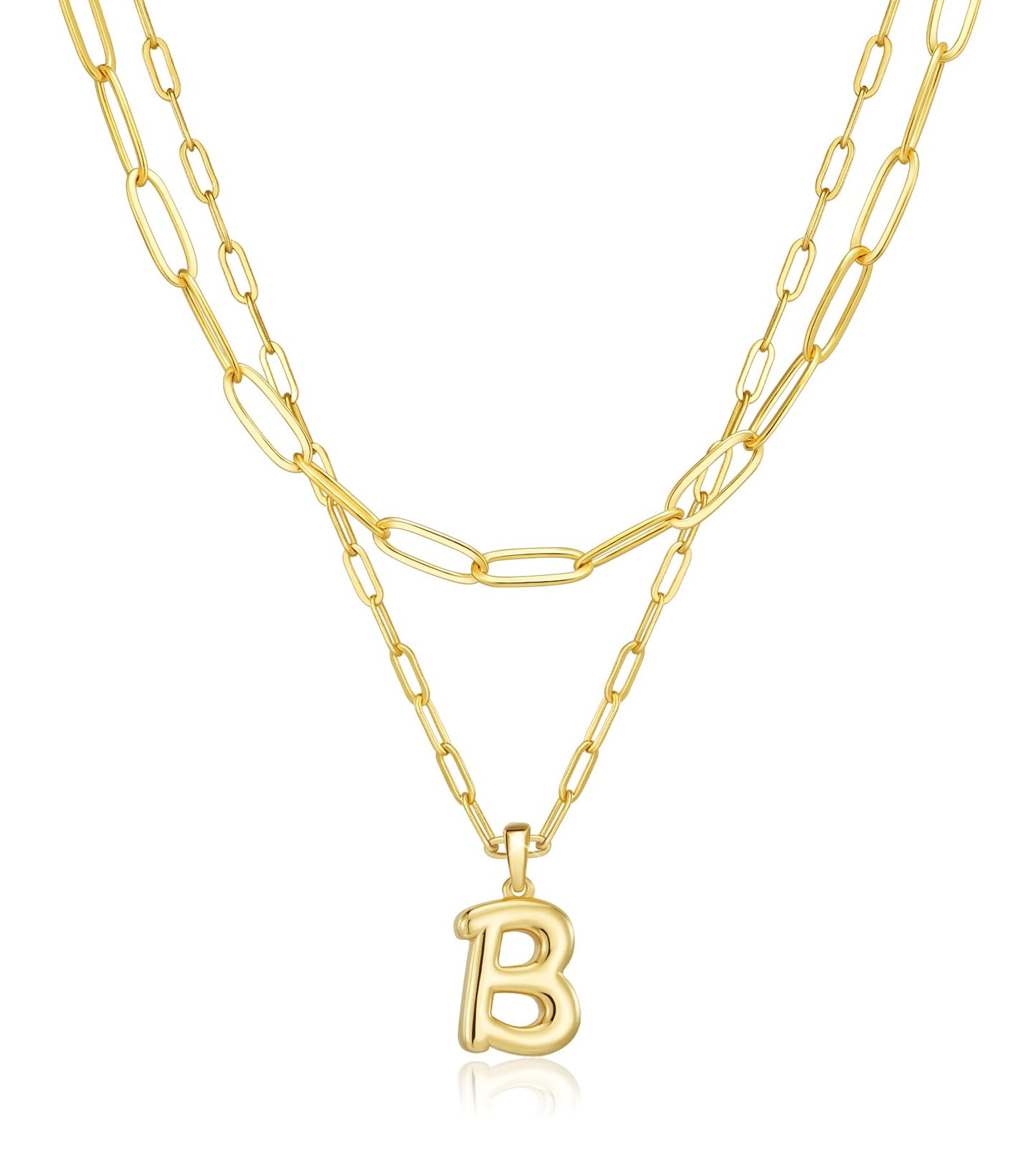 adoyi Gold Heart Initial Necklaces for Women Hers Dainty 14K Gold Plated Heart Layered Letter B Pendant Necklace Stack Jewelry Birthday Valentines Gifts for Women Mom and Wife