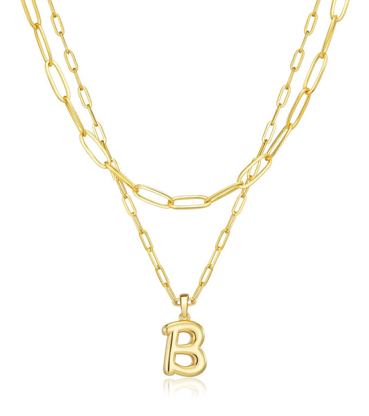 adoyi Gold Heart Initial Necklaces for Women Hers Dainty 14K Gold Plated Heart Layered Letter B Pendant Necklace Stack Jewelry Birthday Valentines Gifts for Women Mom and Wife