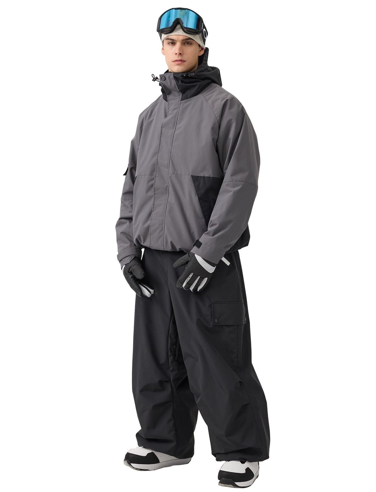 GSOU SNOW Women Men Baggy Ski Pants Loose Snowboarding Pants Snow Pant Insulated Waterproof Windproof Outdoor Sport Black