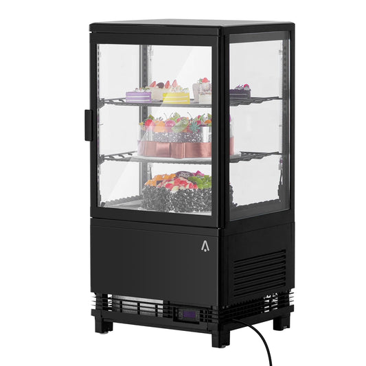 2.1 Cu.Ft. Commercial Bakery Display Refrigerator, Countertop Refrigerated Case, Display Fridge, Single Door, Merchandiser Beverage Cooler, 3 Layers, LED, Adjustable Shelves, Restaurants, Bars, Shops