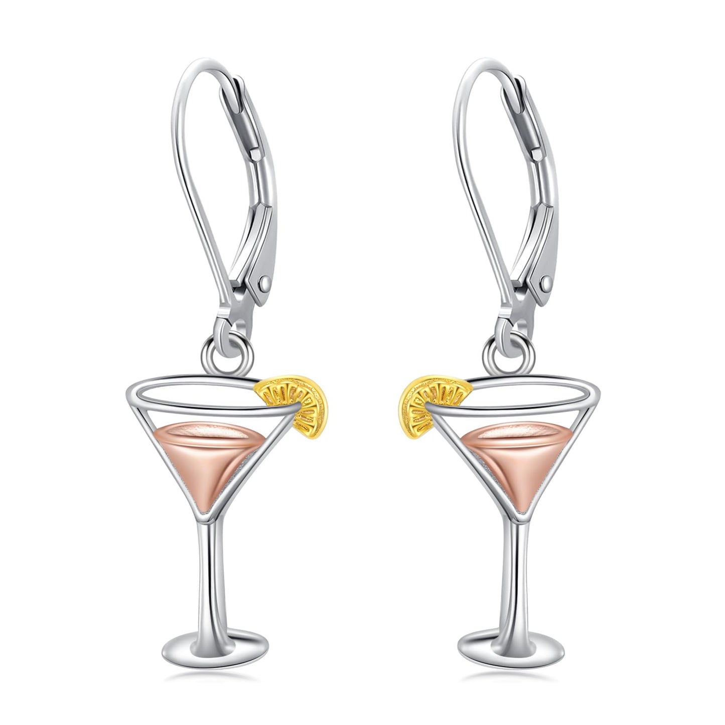 PELOVNY Martini Earrings S925 Sterling Silver Wine Dangle Drop Earrings Wine Jewelry Gifts for Women