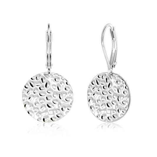 ALEXCRAFT Sterling Silver Hammered Dangle Earrings for Women Hypoallergenic Silver Disc Coin Drop Leverback Earrings Hammered Dangle Drop Earings for Women Jewelry Gifts