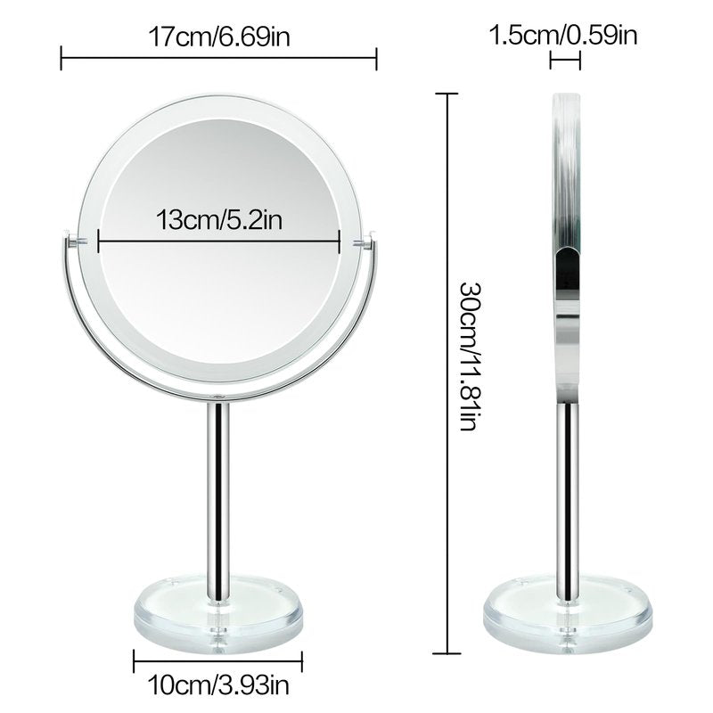 Snowflakes 1X / 15X Magnifying Makeup Mirror with Stand - 7 Inch Tabletop Vanity Mirror for Bathroom or Bedroom with 360° Rotation.