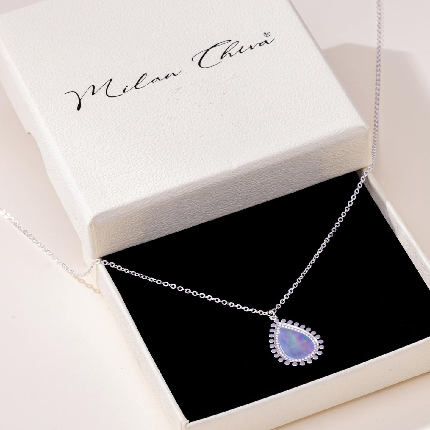 Milan Chiva 14K Gold Plated Mother of Pearl Stacked Necklace for Women, Dainty Trendy Non Tarnish Double Side Rectangle Pendant Charm Necklaces Fashion Jewelry for Women Waterproof MNS-1049GD