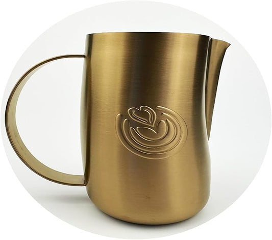 Barista Swag Curved Body Coffee Milk Frothing Cup for Espresso Machines Latte Art 500ml Steaming Pitchers (Matte Copper)