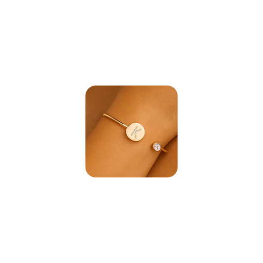 Agriajun Trendy Gold Plated Initial K Cuff Bangle Bracelet for Women, Handmade Statement Cubic Zirconia Stackable Open Letter Bracelets Summer Fashion Jewelry Gift
