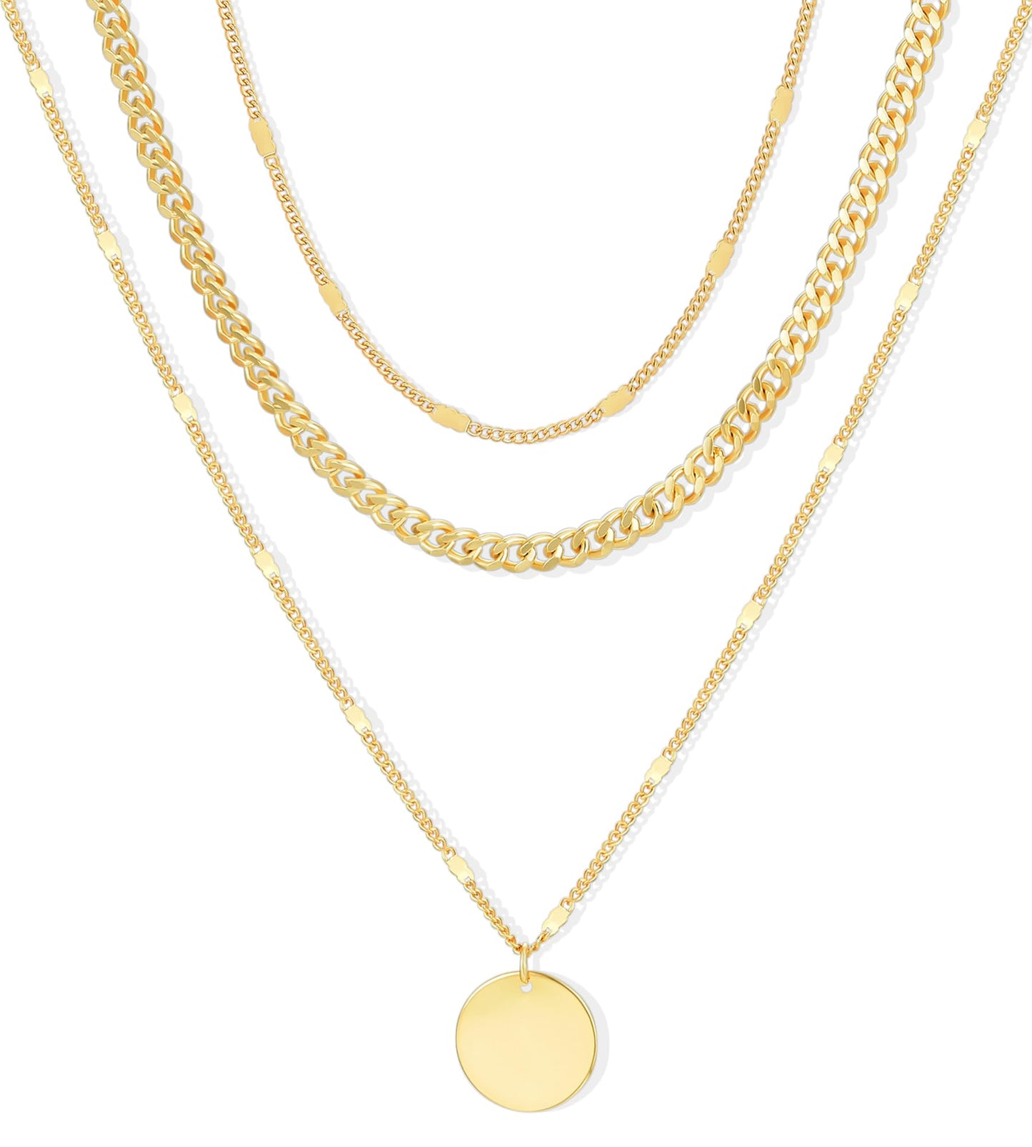 YEEZII Layered Gold Necklaces for Women Trendy, 3 Pcs 14K Gold Plated Choker Paperclip Box Chain Necklace, Stackable Women's Gold Pendant Necklaces Jewelry Set (Rose Gold-3 pcs)