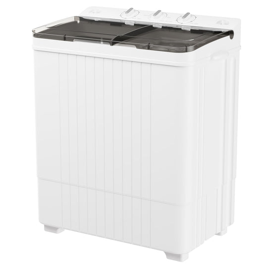 Omelaza Portable Washing Machine, Twin Tub 28 Lbs Capacity Laundry, Mini Compact Washer and Spin Dryer Combo with Spin Cycle for Home, RVs, Apartment, Grey