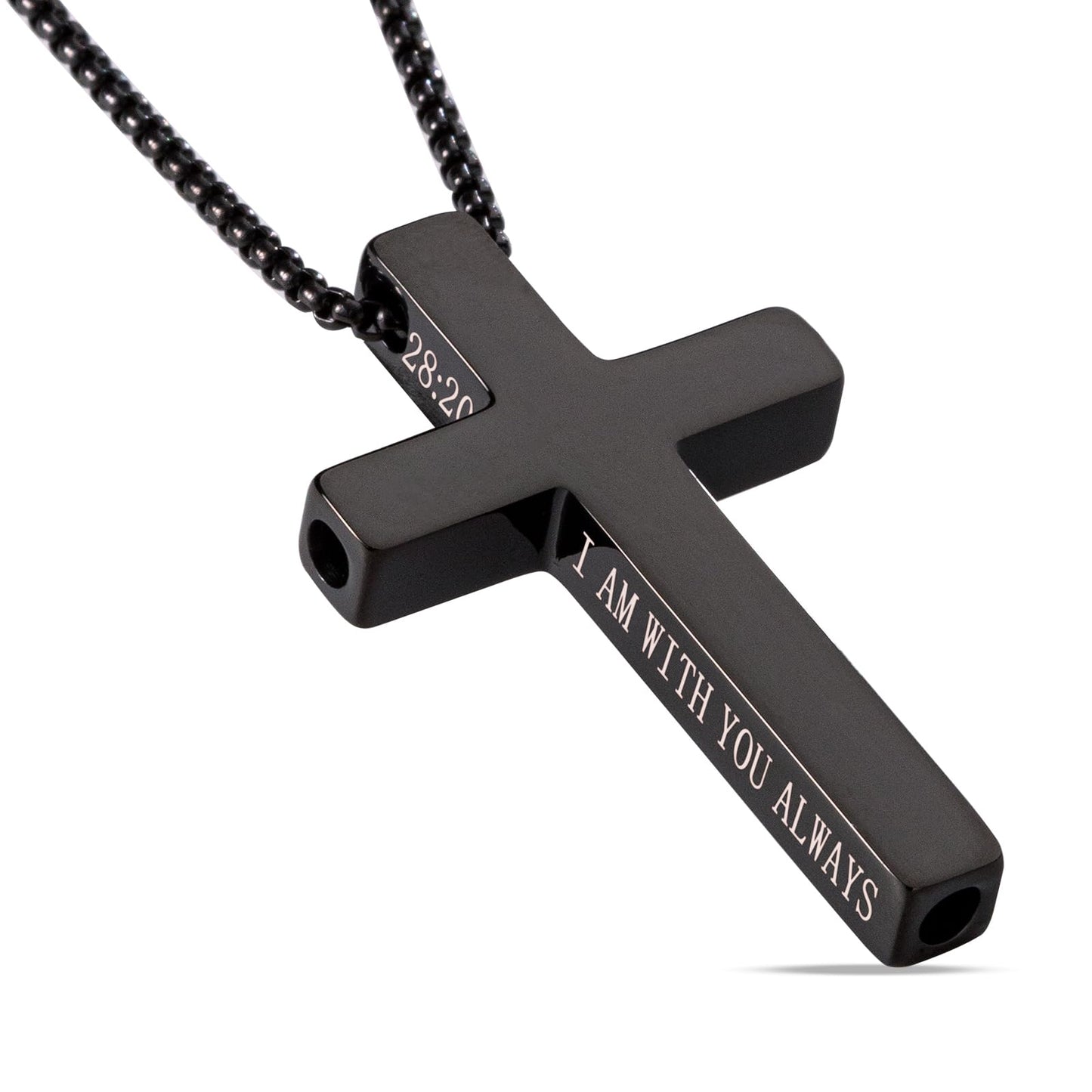 FUNPAR Cross Breathing Necklace for Anxiety Relief and Relaxation, Breathlink Design Quit Smoking Aid, Stainless Steel Mindfulness Tool to Calm, Stylish Wellness Gift for Adults(Black 28:20)