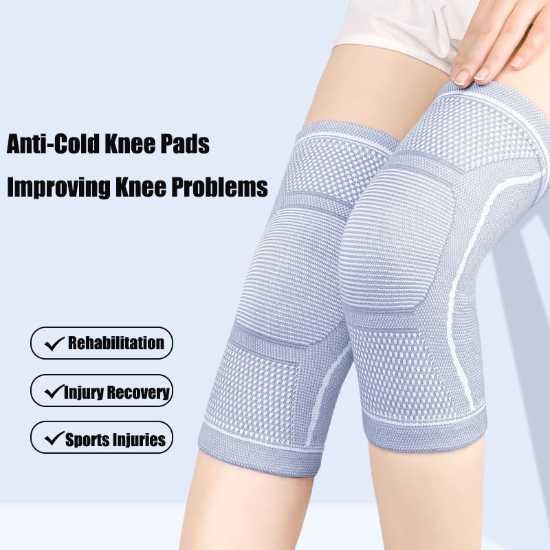Compression Knee Sleeve for Men Women - Bamboo Charcoal Knee Brace for Sport Running (Gray, X-Large)