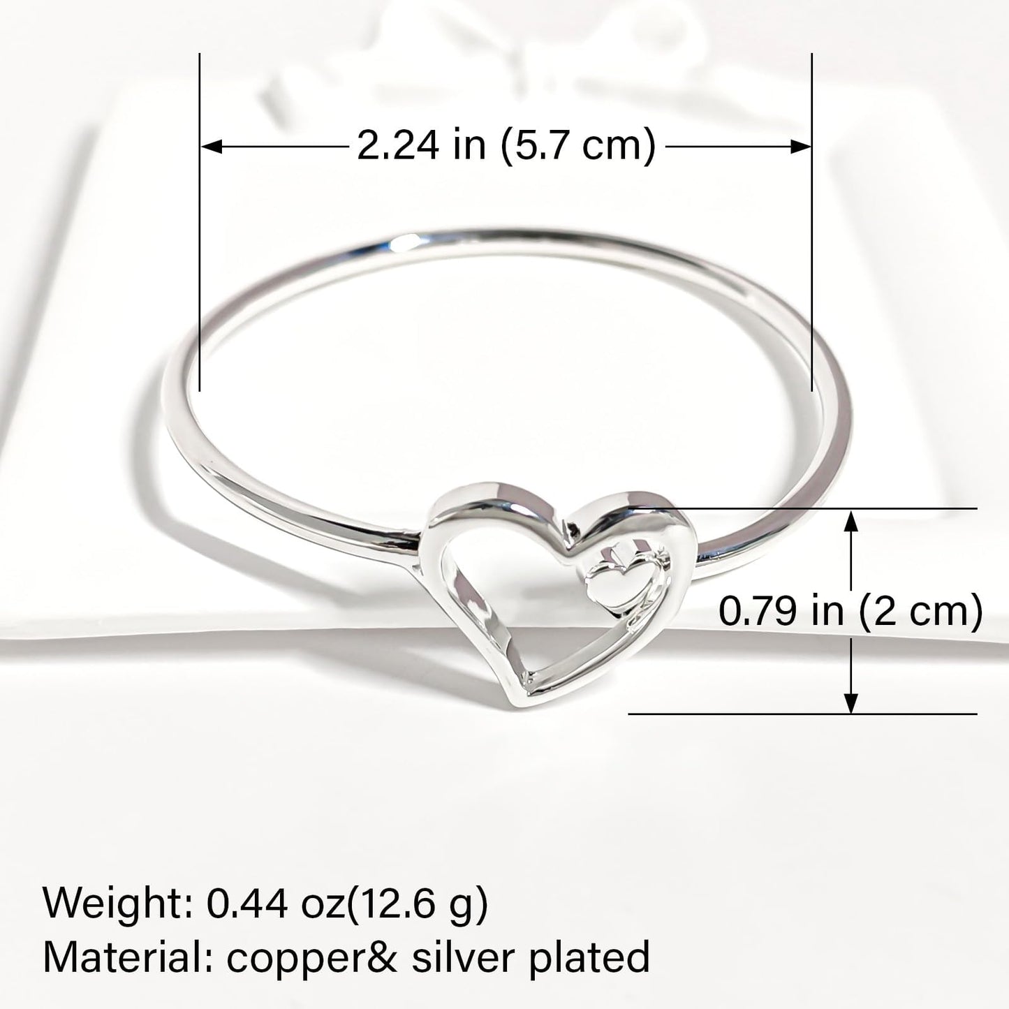 Baoaichi 925 Sterling Silver Bracelet Heart Bangle Bracelets for Teen Girls Fashion Hollow Heart cuff Bracelets Love Friendship Jewelry gift for Her Birthday Holidays Couple Cuff Bangle (silver A)
