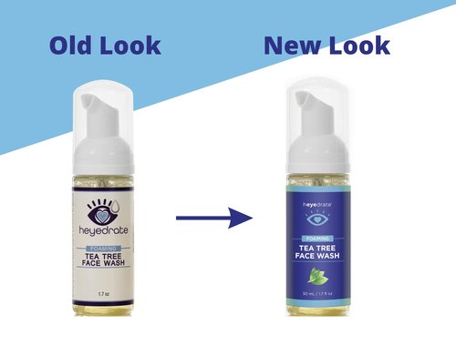 Heyedrate Foaming Tea Tree Face Wash & Eyelid Cleanser and Lid & Lash Cleanser Spray Bundle - Natural, Organic Cleanser with Aloe Vera - Gentle, Pure Hypochlorous Acid Spray for Eye Irritation (2oz.)