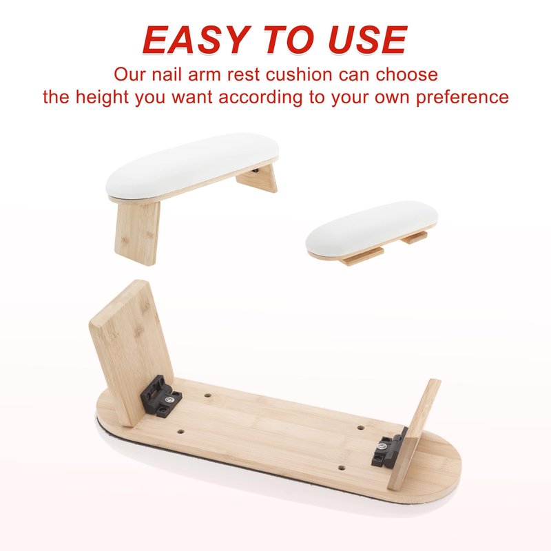 GLIDESMOOTH Arm Rest for Nails Tech, Professional Adjustable Nail Arm Rest Cushion, Nail Arm Rest, Soft Manicure Hand Rest Stand, White, 1 Set